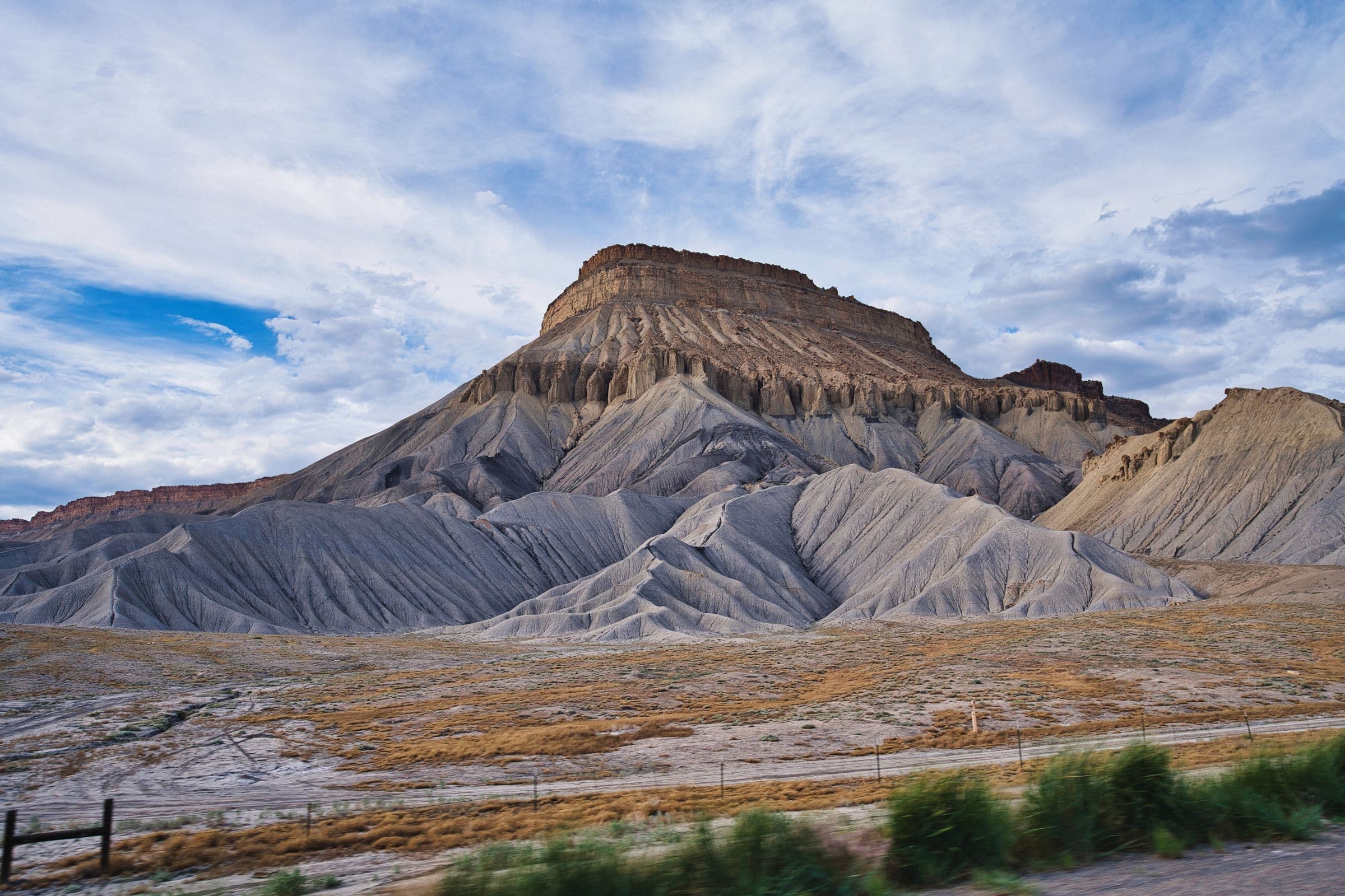Mount Garfield rock formations seen from the Orchard Mesa side of the valley