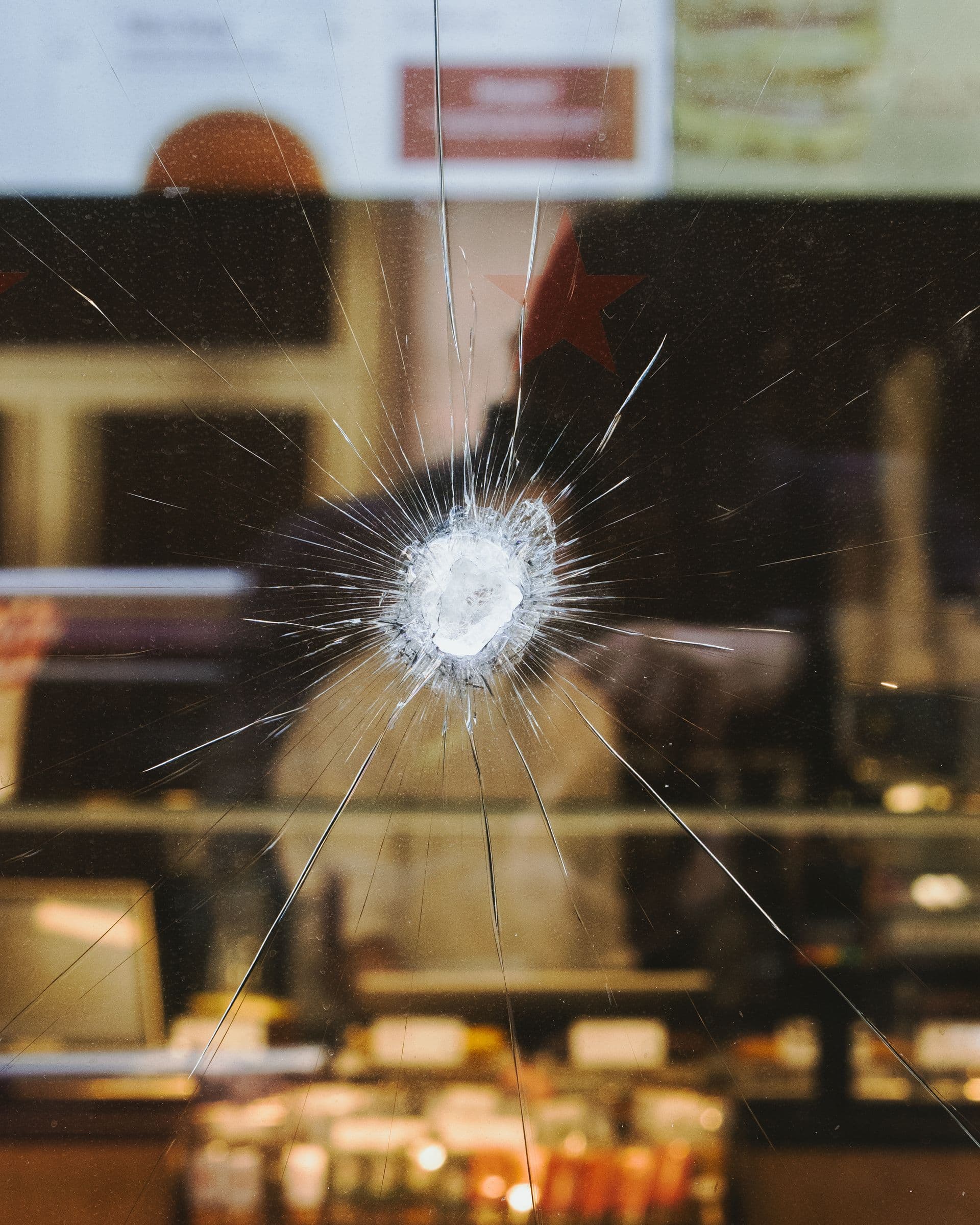 Bullseye rock chip in glass, the kind of damage rock chip repair fixes